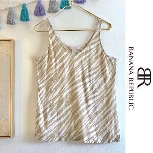 Banana Republic Stripe Animal Print Linen Tank